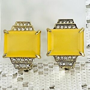 Heidi Daus 🆕 Opaque Yellow Art Deco Omega earring in original Heidi Box
